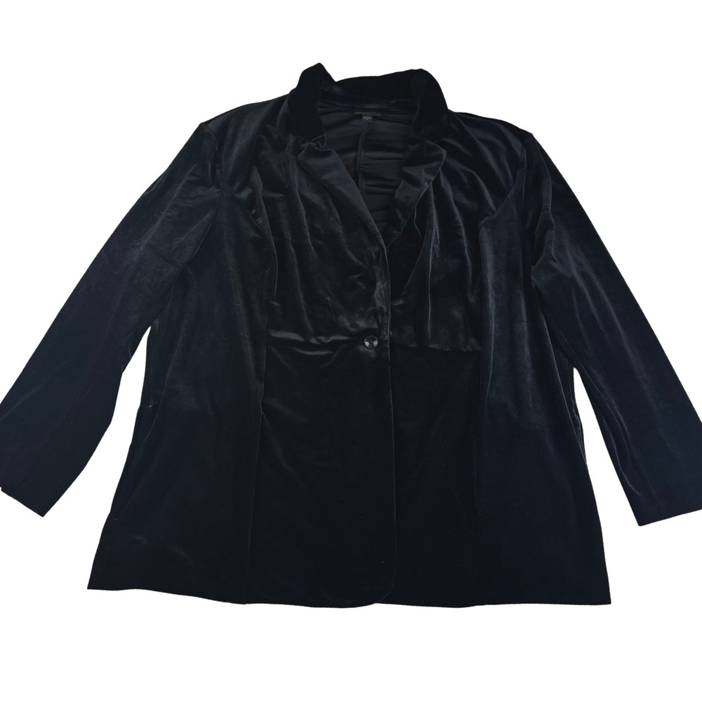 J Jill Wearever Collection Black Velvet Blazer Jacket Cardigan Women's 3X